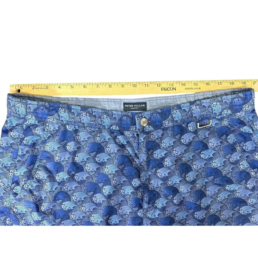 Peter Millar Men's Blue Swim Trunks All‎ Over Wave Print Size Large